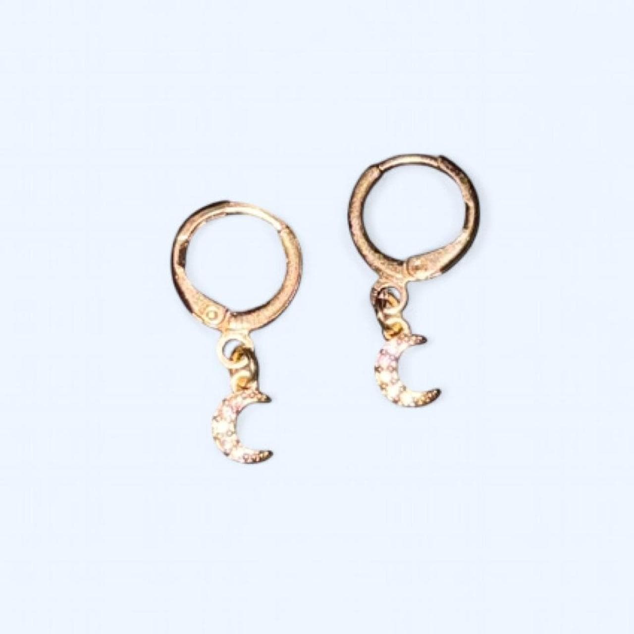 Gold crescent moon huggie earrings